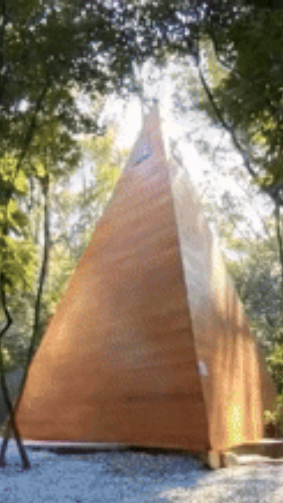 Sacred pyramid in natural forest setting